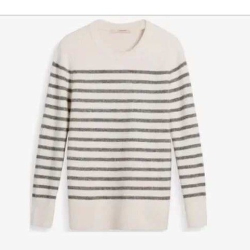 41 Hawthorn Ivory Black Striped Wool Alpaca Crewneck Knit Sweater Women Medium